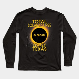 Total Solar Eclipse 2024 Leakey Texas Path Of Totality Long Sleeve T-Shirt